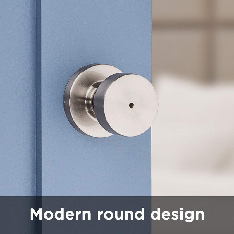 Kwikset Pismo Interior Privacy Door Knob with Lock  Door Handle For Bathroom and Bedroom  Satin Nickel Keyless Turn Lock Doorknob  with Microban Protection - Image 2